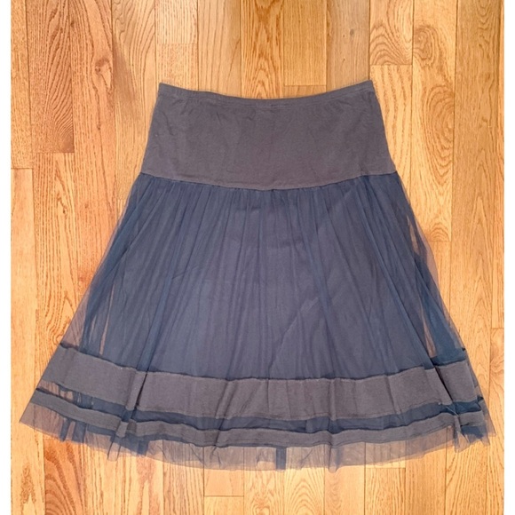 LUNN by LILITH Sz 4 Midi Length Gray / Blue Tull & Cotton Skirt - Picture 2 of 3
